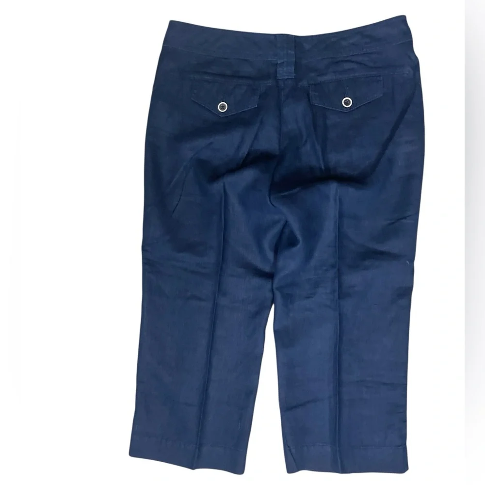 CAbi Navy Blue Linen Sailor Crop Pants